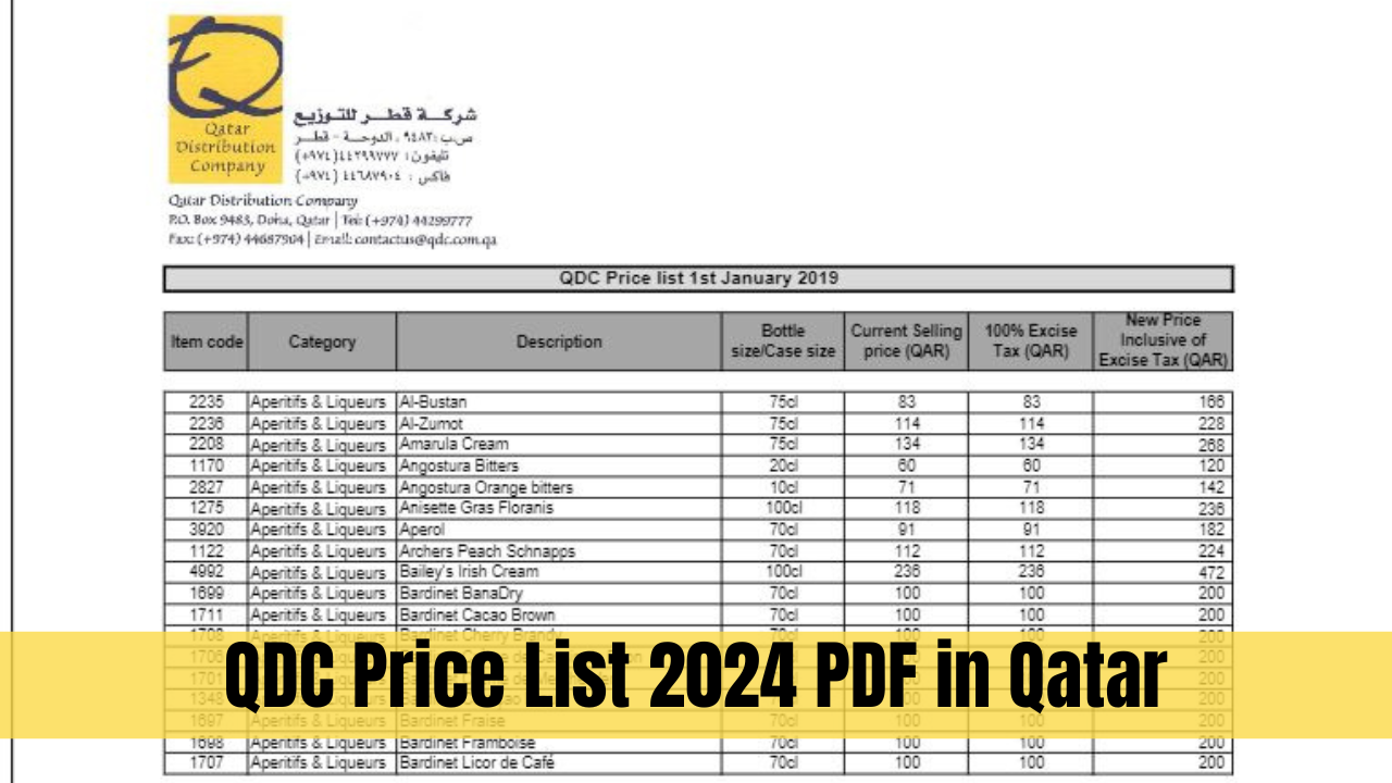 QDC Price List 2024 PDF in Qatar